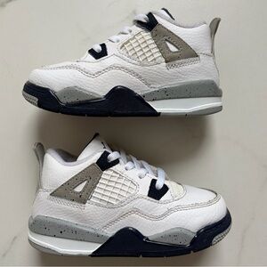 Jordan 4 Retro Midnight Navy (TD) Toddler Size 8C White Cement Navy Blue